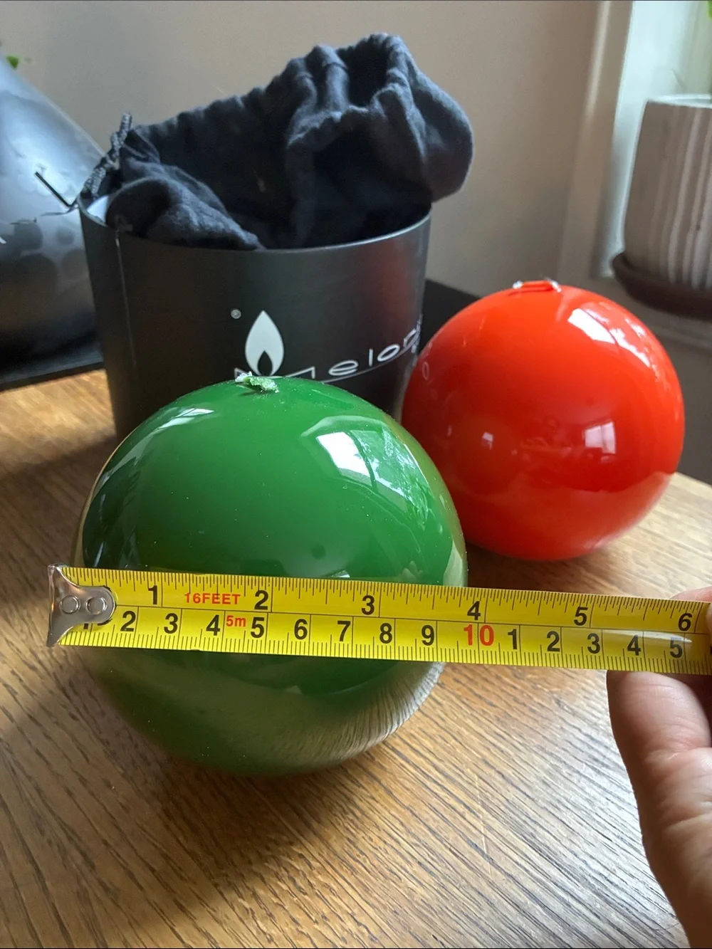 Decorative Orb Candle - Green and Red